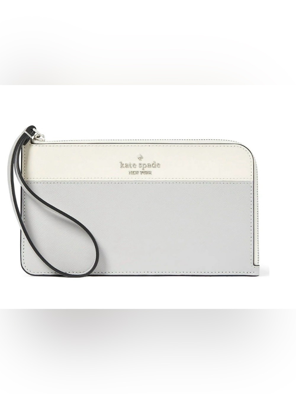 kate spade White and Light Gray Two-Tone Wristlet